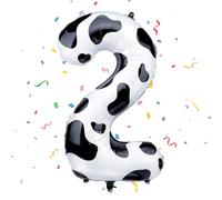 Number 2 Balloons Cow Print, 40inch Large 2 Balloon Helium Balloons,Self Inflating Foil Nmber Balloon 2 Balloons for 2nd Birthday Decorations Boys Girls Birthday Anniversary Decorations
