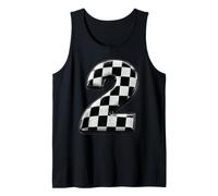 Number 2 Checkered Flag Birthday Boy Race Car Party Pit Crew Tank Top