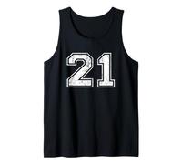 Number 21 Distressed Vintage Twenty One Sports Team Practice Tank Top