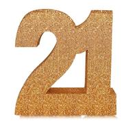 Number 21 Glitter Table Decoration Centrepiece Champagne Gold,21st Birthday Table Decorations for Boys Girls,20cm Sparkly 21 Sign Table Number Topper for Birthday Wedding Anniversary Table Decorations