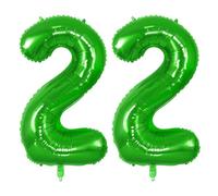 Number 22 Balloons for 22nd Birthday Party Decorations, 0-100 Large No.22 Balloons for Her Him and Daughter Son, 40 Inch Fruit Green Foil Helium Balloon for 22 Year Old Anniversary Decorations