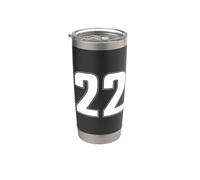 Number 22 Twenty Two Age Year Sport Jersey #22 Front & Back Stainless Steel Insulated Tumbler