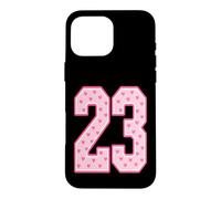 Number 23 Pink Hearts Varsity Style 23rd Birthday Design Case for iPhone 16 Pro Max