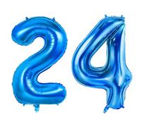 Number 24 Balloons for 24th Birthday Party Decorations, 0-100 Large No.24 Balloons for Her Him and Daughter Son, 40 Inch Dark Blue Foil Helium Balloon for 24 Year Old Anniversary Decorations