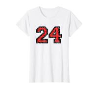 Number 24 (Vintage Black&Red) 24th Birthday No. 24 Value Graphic T-Shirt, Women, White, M