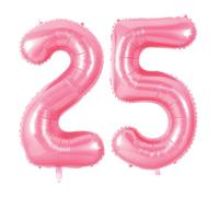 Number 25 Balloons for 25th Birthday Party Decorations, 0-100 Large No.25 Balloons for Her Him and Daughter Son, 40 Inch Jewelry Pink Foil Helium Balloon for 25 Year Old Anniversary Decorations