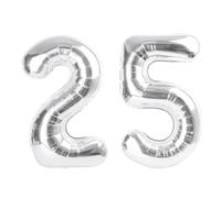 Number 25 Balloons, Silver 52 Balloon Numbers 40 Inch for Women Men, Birthday Decorations for 25th Photo Prop, Big Events, School Class Party