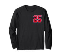 Number 25 college sports style in Red Blue white Long Sleeve T-Shirt