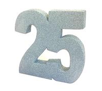Number 25 Glitter Table Decoration Silver | Party Centrepiece | Milestone Age Birthday Decoration | Party Keepsake | Pack of 1 | 20cm | H110
