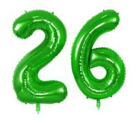 Number 26 Balloons for 26th Birthday Party Decorations, 0-100 Large No.26 Balloons for Women Men and Her Him, 40 Inch Fruit Green Foil Helium Balloon for 26 Year Old Anniversary Decorations