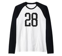 Number 28 Sports Team 28th Jersey Varsity Birthday Football Raglan Baseball Tee
