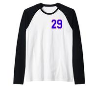 Number 29 in red White and Blue Raglan Baseball Tee