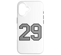 Number #29 Sports Team Black Silver Varsity Number Case for iPhone 16