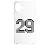 Number #29 Sports Team Black Silver Varsity Number Case for iPhone 16 Plus