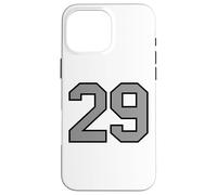 Number #29 Sports Team Black Silver Varsity Number Case for iPhone 16 Pro Max