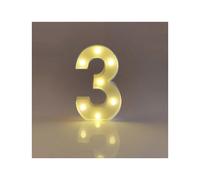 (Number 3) 22cm LED Light Up Numbers White 0-9 Wedding Birthday Party Battery Operated Lamp