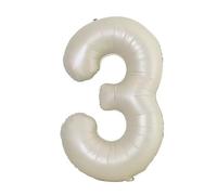 Number 3 Balloon Creamy White Numbers Balloons 3 Birthday Party Foil Balloon 3 Decoration Support Helium-40inch