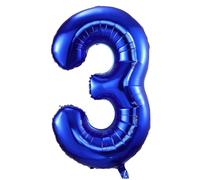 Number 3 Balloon, Navy Blue Number Balloons 3, 40"Large Self Inflating Foil Balloons Number 3,Navy Blue 3 Birthday Balloon for 3rd Boys Girls Women Men Birthday Anniversary Theme Party Decorations