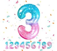 Number 3 Balloons 3,Rainbow 3 Balloon 40 Inch Giant Helium Foil Number Balloons for Boys Girls Party Decor Birthday Anniversary Graduation Party Decorations Supplies