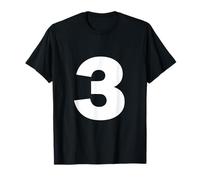 Number 3 Big Bold White Three Numeral Group T-Shirt