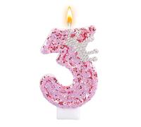 Number 3 Birthday Candles, Pink Crown 3rd Birthday Candles, Glitter 3rd Cake Topper with Sequins, Sparkler Girls Birthdays Decoratons for Girls Boys Birthday Party Decorations Anniversary (Number 3)