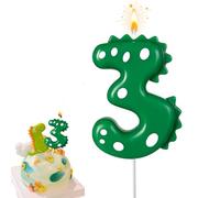 Number 3 Candle, Candle 3 Dinosaur for Boys Birthday Cakes, 2.8 Inch Dino Cake Candles, Green Dinosaur Cake Toppers, 3rd Birthday Party Candles, Dinosaur Party Decorations for 3 Year Old Boy