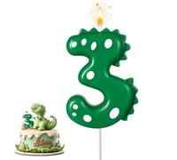 Number 3 Candle, Dinosaur Birthday Candle, Candle 3 Dinosaur for Boys Birthday Cakes, 2.8 Inch Dino Cake Candles, 3rd Birthday Party Candles, Dinosaur Party Decorations for 3 Year Old Boy
