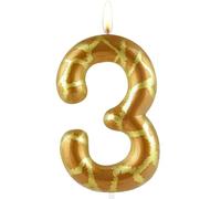 Number 3 Candles 3rd Birthday Candles Giraffe Gold Happy Birthday Candle Premium Wax & Metallic Design Giraffe Themed Cake Topper Decorations for Birthday Party Anniversary Celebration Supplies