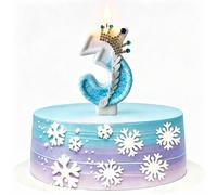 Number 3 Frozen Birthday Candles,Blue White Birthday Candles,Glitter Number CakeTopper with Sequins for Celebrating Anniversary Theme Decorations,FrozenThemed Party Supplies (Snow Princess-3)