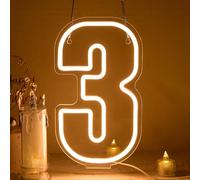 Number 3 Neon Signs for Birthday Decor Light up Numbers Three Numerals LED Sign Hanging Lights for Anniversary Wedding Number 3 Night Light for Wall Decor Bar,size 6.8 * 11.8 inches(292)