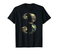 Number 3 Stencil Font Army Camo Woodland Camouflage T-Shirt