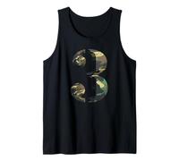 Number 3 Stencil Font Army Camo Woodland Camouflage Tank Top