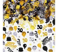 Number 30 Birthday Party Confetti,15g Black and Gold Table Glitter Confetti, Happy 30th Birthday Celebration Sequins for Women