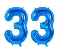 Number 33 Balloons for 33rd Birthday Party Decorations, 0-100 Large No.33 Balloons for Women Men and Her Him, 40 Inch Dark Blue Foil Helium Balloon for 33 Year Old Anniversary Decorations