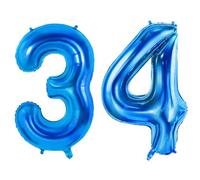 Number 34 Balloons for 34th Birthday Party Decorations, 0-100 Large No.34 Balloons for Women Men and Her Him, 40 Inch Dark Blue Foil Helium Balloon for 34 Year Old Anniversary Decorations