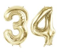 Number 34 Balloons for 34th Birthday Party Decorations, 40" Champagne Gold Foil Helium Balloons, 40 Inch 0-100 Anniversary Supplies for Women Men and Her Him