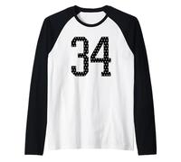 Number 34 Sports Team 34th Jersey Varsity Birthday Football Raglan Baseball Tee