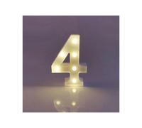 (Number 4) 22cm LED Light Up Numbers White 0-9 Wedding Birthday Party Battery Operated Lamp