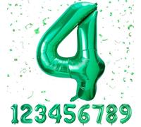 Number 4 Balloons 4,Green 4 Balloon 40 Inch Giant Helium Foil Number Balloons for Boys Girls Party Decor Birthday Anniversary Graduation Party Decorations Supplies