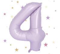 Number 4 Balloons Light Purple, 40inch Large 4 Balloon Helium Balloons,Self Inflating Foil Nmber Balloon 4 Balloons for 4th Birthday Decorations Boys Girls Birthday Anniversary Decorations