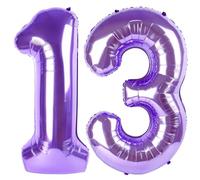 Number 40 Inch Balloon, Large Purple Number 13 Balloon Party Decorations for 1 3 31 Birthday Memorial Day, Foil Balloon for Outdoor & Indoor Wedding Supplies