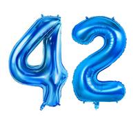 Number 42 Balloons for 42nd Birthday Party Decorations, 0-100 Large No.42 Balloons for Women Men and Her Him, 40 Inch Dark Blue Foil Helium Balloon for 42 Year Old Anniversary Decorations