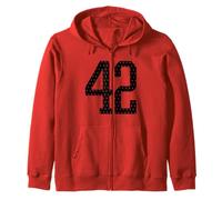 Number 42 Sports Team 42nd Jersey Varsity Birthday Football Zip Hoodie