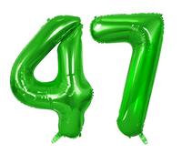 Number 47 Balloons for 47th Birthday Party Decorations, 0-100 Large No.47 Balloons for Women Men and Mother Dad, 40 Inch Fruit Green Foil Helium Balloon for 47 Year Old Anniversary Decorations