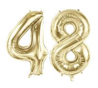 Number 48 Balloons for 48th Birthday Party Decorations, 40" Champagne Gold Foil Helium Balloons, 40 Inch 0-100 Anniversary Supplies for Women Men and Mother Dad