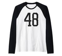 Number 48 Sports Team 48th Jersey Varsity Birthday Football Raglan Baseball Tee