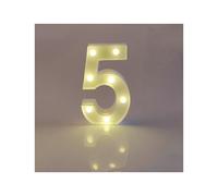 (Number 5) 22cm LED Light Up Numbers White 0-9 Wedding Birthday Party Battery Operated Lamp