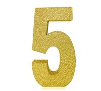 Number 5 Glitter Table Decoration Centrepiece Gold,5th Birthday Table Decorations for Boys Girls,20cm Sparkly 5 Sign Table Number Topper for Birthday Wedding Anniversary Table Decorations