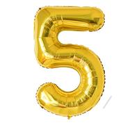 Number 5 Gold Balloons for Birthday Party Decoration, 40 Inch Giant Helium Foil Number for Boys Girls 5th Birthday, Anniversary Party Decorations Supplies