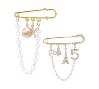 Number 5 Lapel Pins and Brooches, ValueBargain 2pcs Vintage Crystal Brooch Including Number 5 Lapel Pins and Stylish Imitation Pearl Crystal Brooch Pin, Ideal for Elegant Party and Formal Events